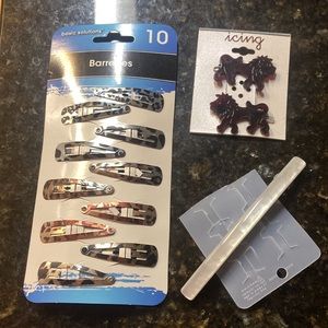 Bundle of Hair Accessories including Lion, Animal Print & Large Marble/Pearl